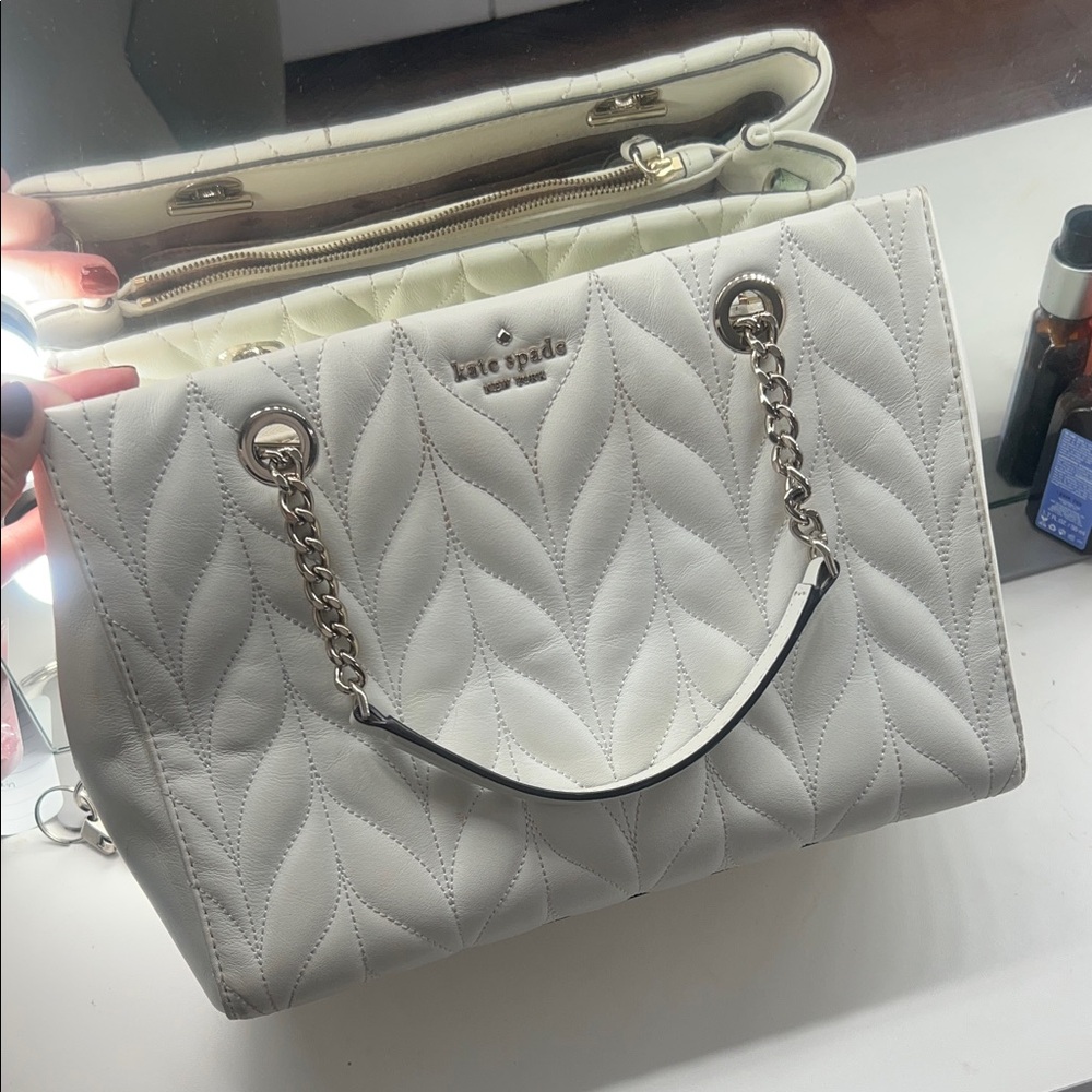 Kate Spade White Quilted Leather Briar Lane Tote